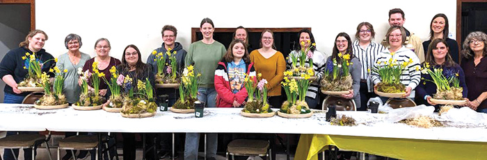 Spring live moss bulb arrangements led by Dana Crosson.<br />